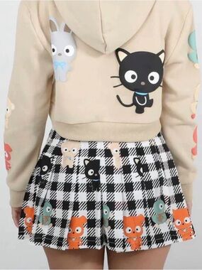 Dumbgood x Sanrio Chococat Pleated Mini Skirt Herringbone Size M